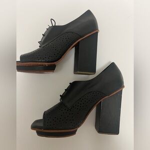 Rachel Comey Black Leather Platform Oxford Booties